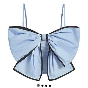 Baby blue bow front crop top with contrast trim